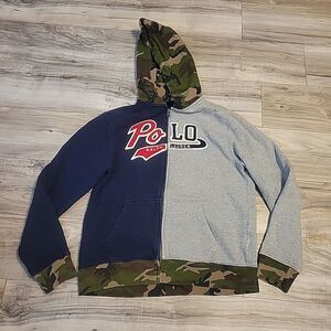 Polo Ralph Lauren Jacket Youth Large 14-16 Camo Colorblock Stitched Logo Hoodie‎
